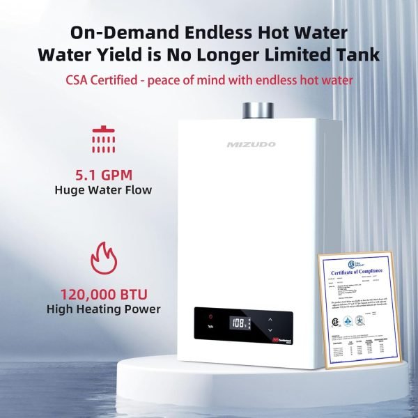 Mizudo CS120 Tankless Water Heater Propane Gas 5.1 GPM 120,000 BTU New