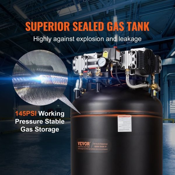 Vevor Air Compressor 80 Gallon 6.5HP Oil-Free 145 PSI Max Single-Phase 220V New