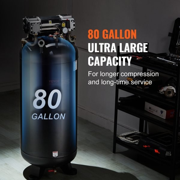 Vevor Air Compressor 80 Gallon 6.5HP Oil-Free 145 PSI Max Single-Phase 220V New